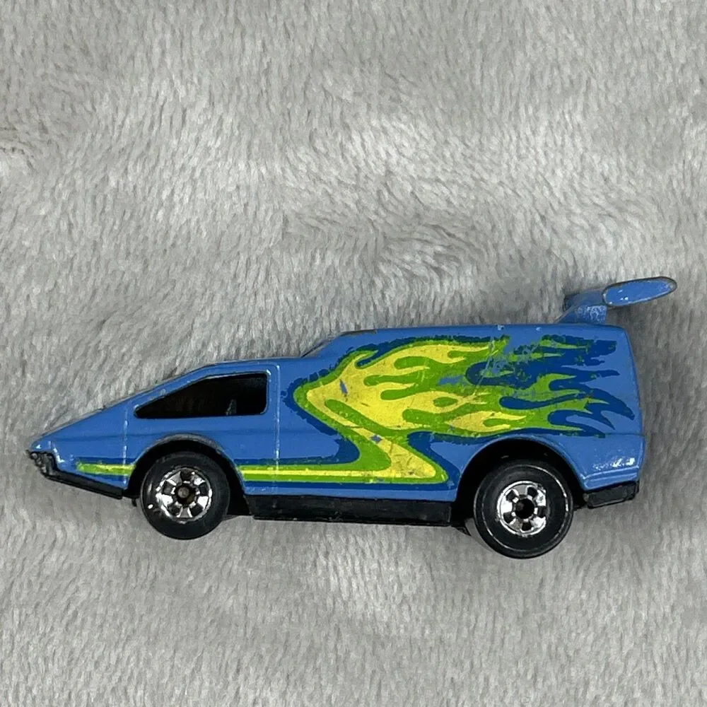 Vintage Hot Wheels Speed Machines Spoiler Sport Blue Black Base BW Malaysia 1983